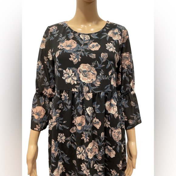 Elodie Floral Black mini Dress/tunic size M - Picture 2 of 4